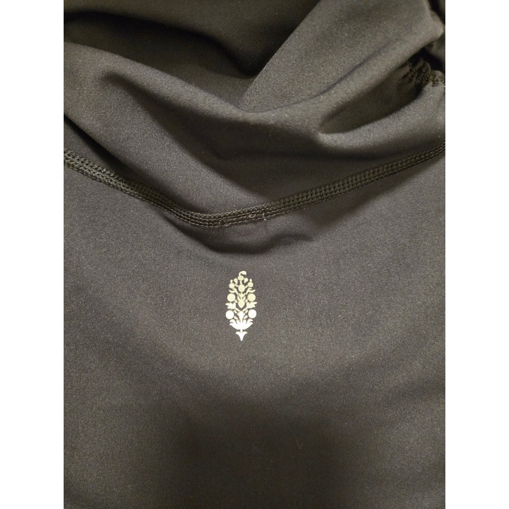 FP Movement Free People Ruched Zip Up Jacket Black Thumbhole Watch Cutout Small - Picture 8 of 8